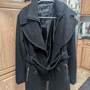 Guess Women's Black Trench Coat with Belt